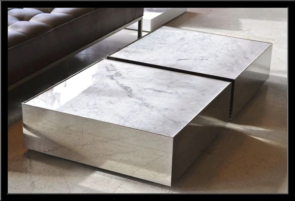 Square Marble Coffee Table Low Profile Modern Coffee Table ...