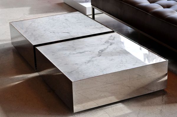 Pair of Square Marble Coffee Table Low Profile Modern Coffee Table | Be