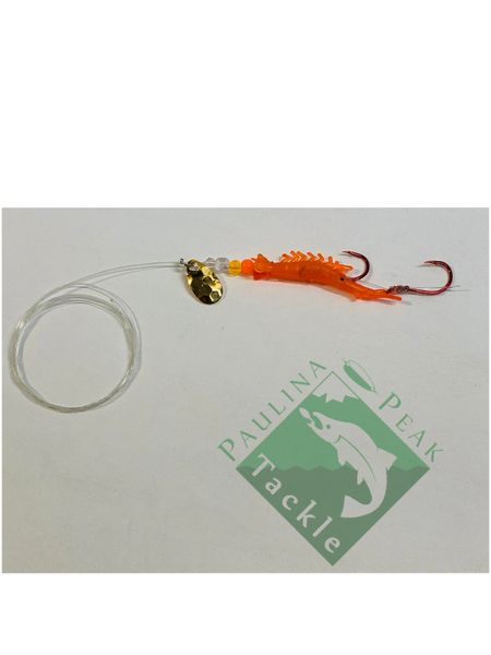 Shrimp - UV Micro Shrimp #01 - Orange Sunshine with Brass Spinner Blade