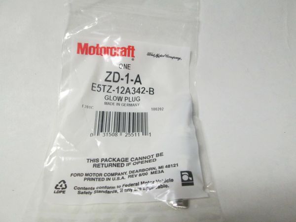 E5TZ-12A342-B (ZD-1-A) Glow Plugs 83-87 Ford Truck F260 6.9L Diesel New