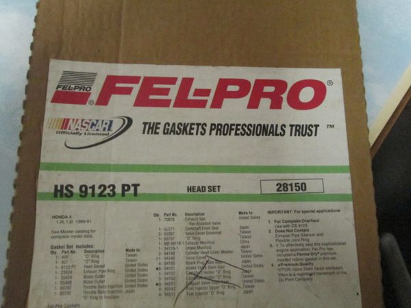 HS 9123 PT FELPRO HONDA CIVIC NEW