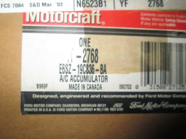 YF-2768 MOTORCRAFT MUSTANG CAPRI COUGAR T-BIRD AC REFRIGERANT SUCTION HOSE NEW