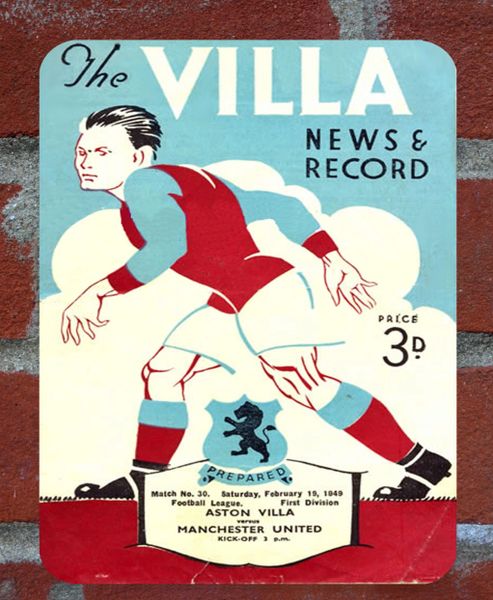 Aston Villa 1946 Programme Cover Tin Plate