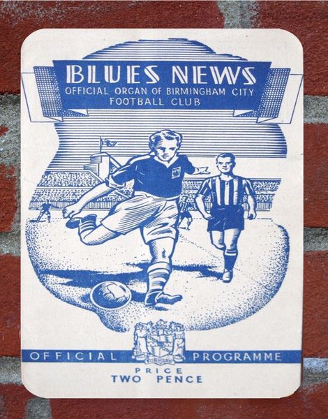 Birmingham City 1940s Programme Cover Tin Plate