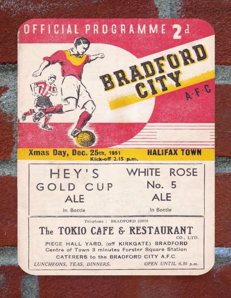 Bradford City 1951 Programme Cover Tin Plate