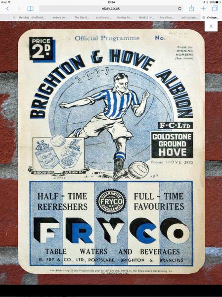 Brighton 1932 Programme Cover Tin Plate