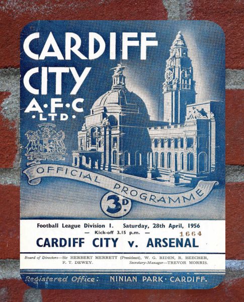 Cardiff City 1956 Programme Cover Tin Plate