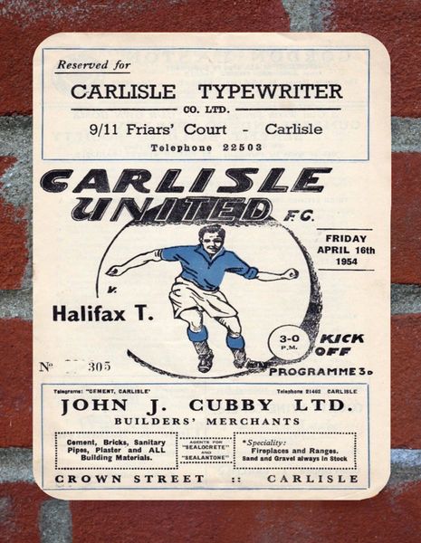 Carlisle 1954 Programme Cover Tin Plate