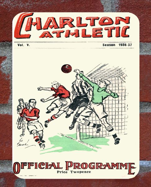 Charlton Athletic 1936 Programme Cover Tin Plate