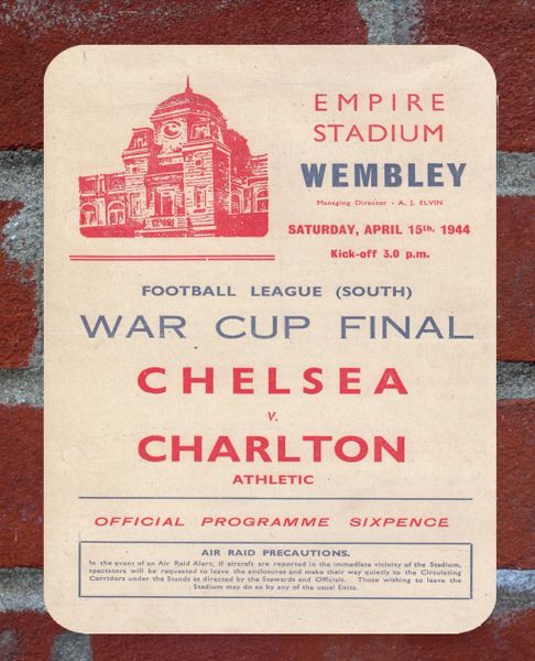 Chelsea v Charlton 1944 Programme Cover Tin Plate