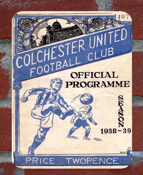Colchester United 1938 Programme Cover Tin Plate