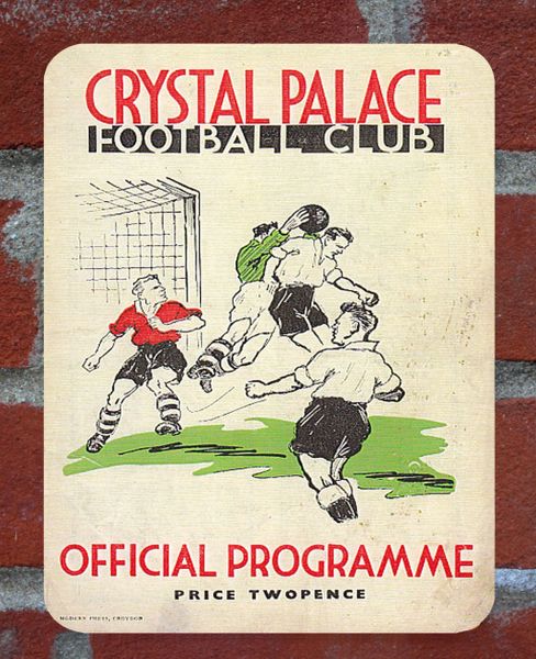 Crystal Palace 1940s Programme Cover Tin Plate