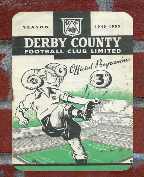 Derby County 1949 Programme Cover Tin Plate