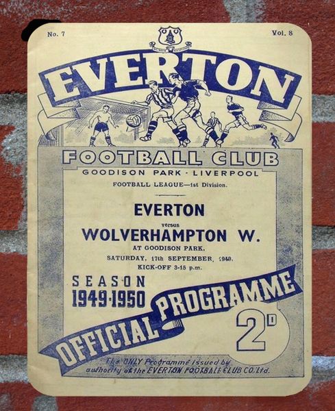 Everton 1940 Programme Cover Tin Plate