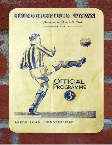 Huddersfield 1950s Programme Cover Tin Plate