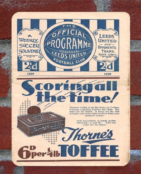 Leeds United 1930 Programme Cover Tin Plate