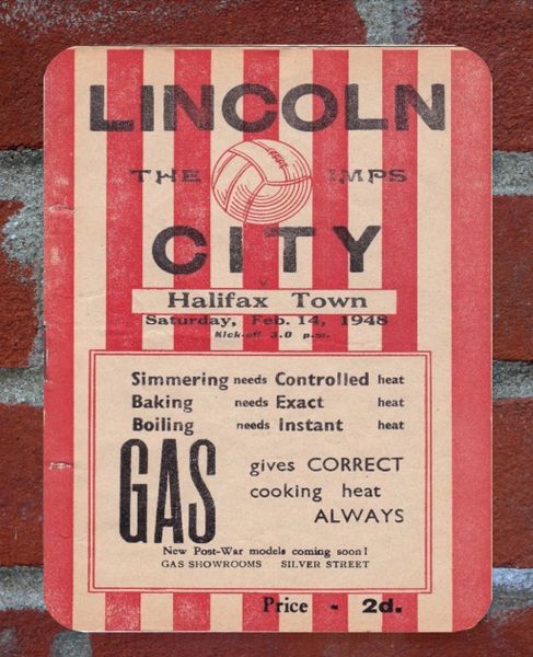 Lincoln City 1948 Programme Cover Tin Plate