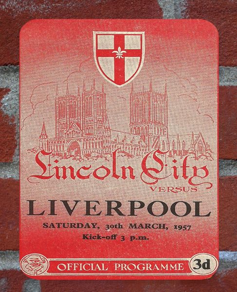 Lincoln City 1957 Programme Cover Tin Plate