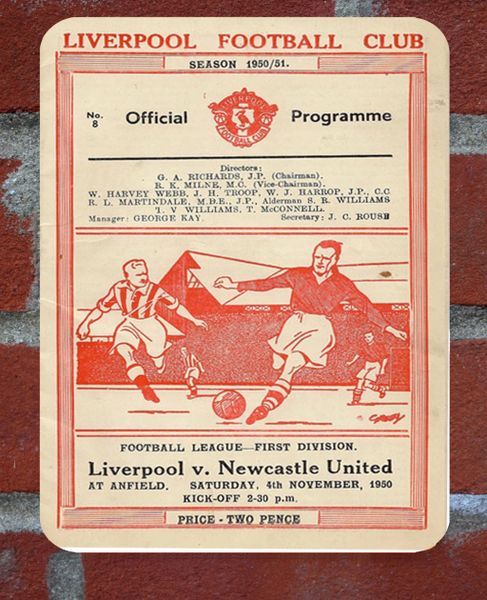 Liverpool 1950 Programme Cover Tin Plate