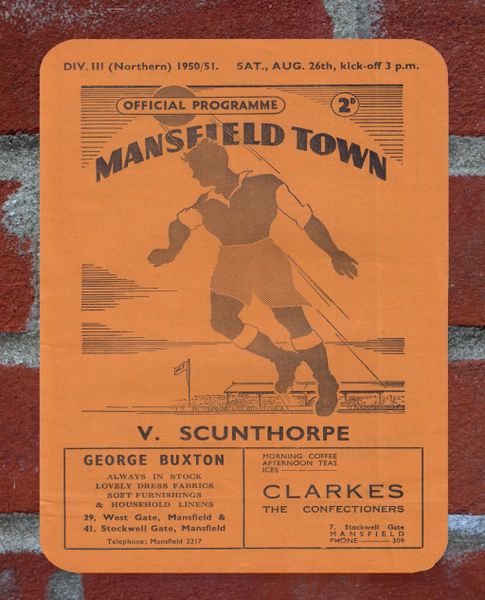 Mansfield Town 1950 Programme Cover Tin Plate