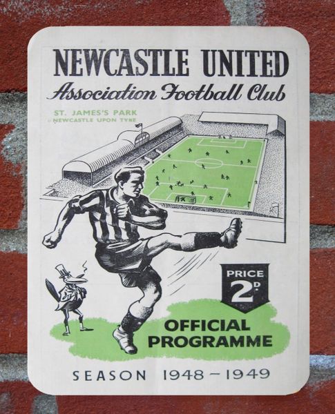 Newcastle United 1948 Programme Cover Tin Plate