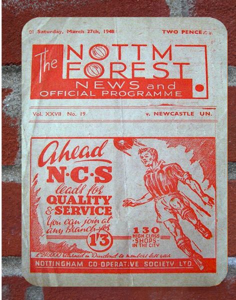 Nottingham Forest 1948 Programme Cover Tin Plate