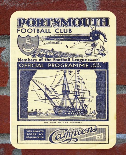 Portsmouth 1940s Programme Cover Tin Plate