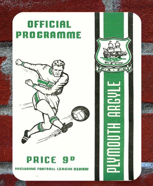 Plymouth Argyle 1960s Programme Cover Tin Plate