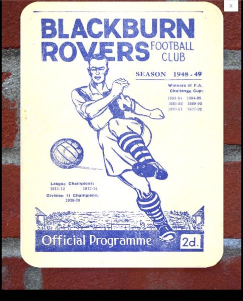 Blackburn Rovers 1948 Programme Cover Tin Plate