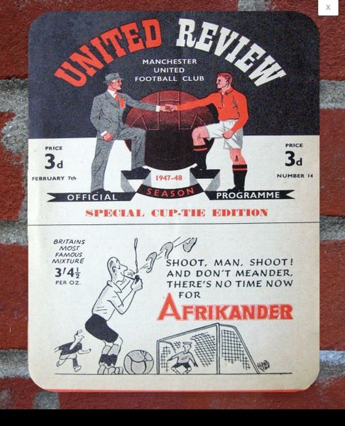 Manchester United 1948 Programme Cover Tin Plate
