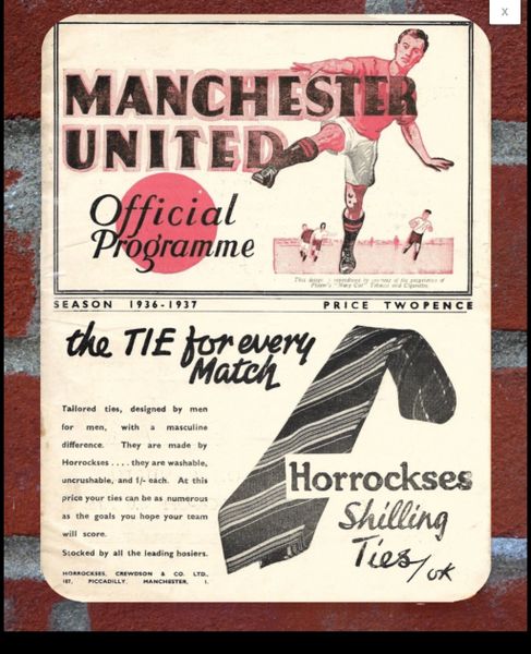Manchester United 1936 Programme Cover Tin Plate