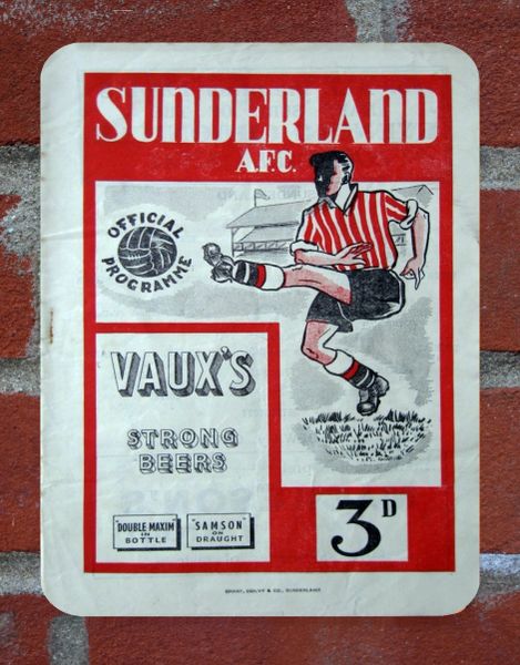Sunderland 1950s Programme Cover Tin Plate