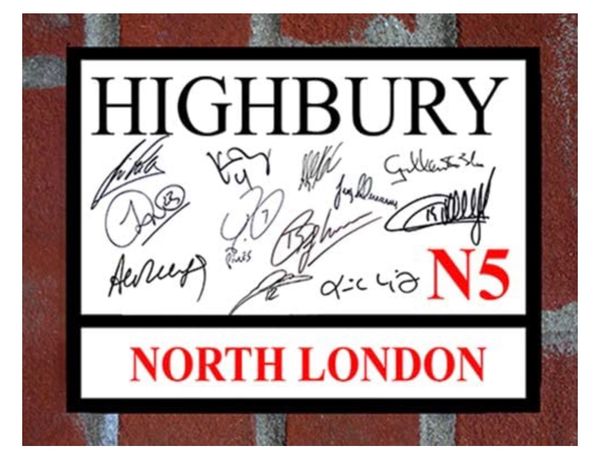 Arsenal Highbury Metal Street Sign Signed (copy) Invincible’s