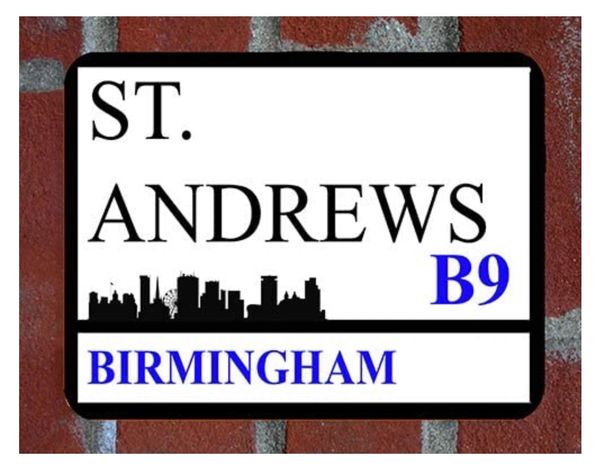 Birmingham St Andrews Metal Street Sign