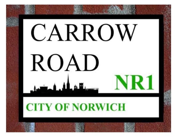 Norwich City Carrow Road Metal Street Sign