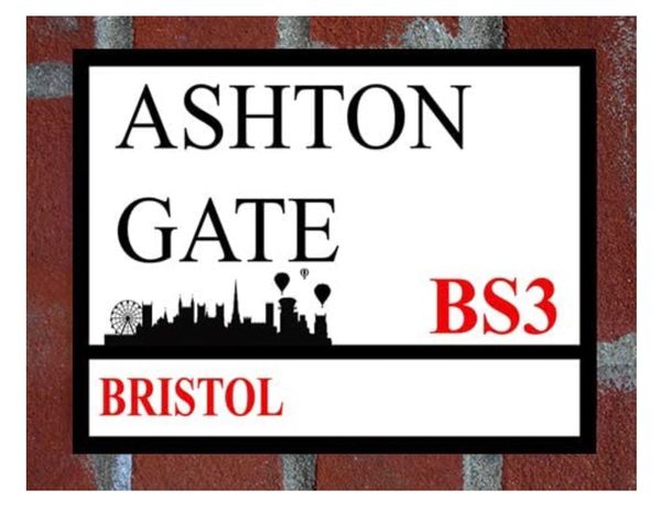 Bristol City Ashton Gate Metal Street Sign