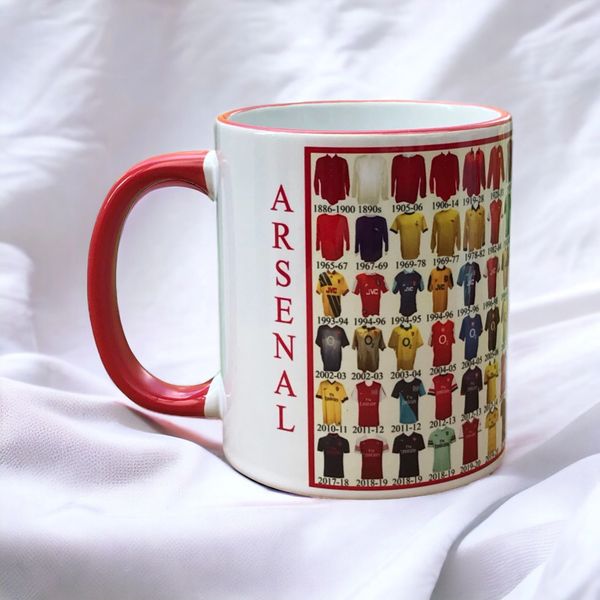 Arsenal shirt history Mug with Red Handle and Interior 2025