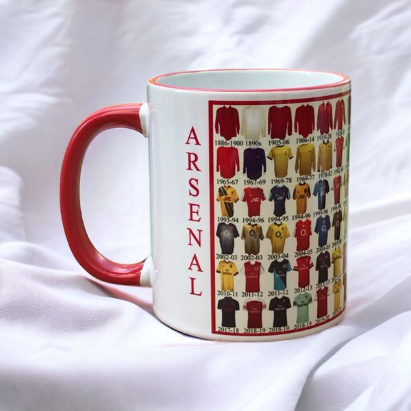 Arsenal shirt history Mug with Red Handle and Interior