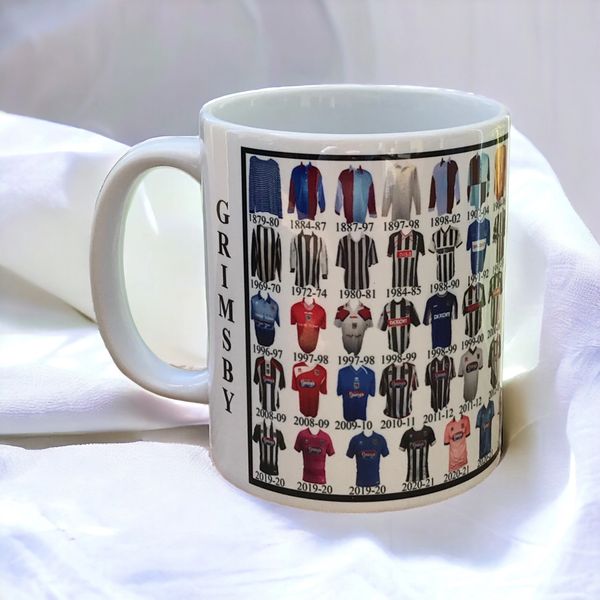 Grimsby Town Shirt History Mug 2023-24