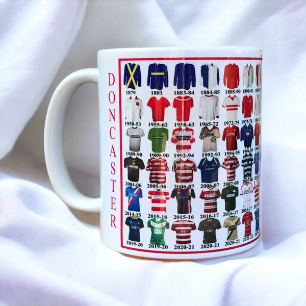 Doncaster Rovers shirt history mug