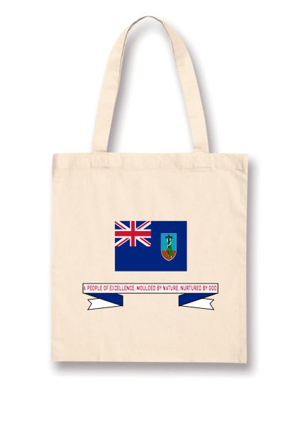 Cotton Tote Bag with Montserrat Flag and Motto Design