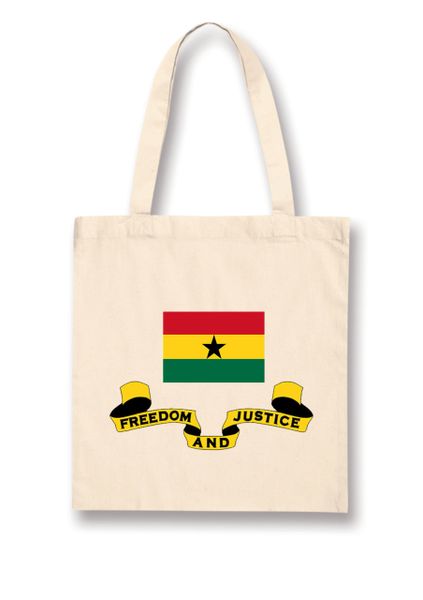 Cotton Tote Bag with Ghana Flag and Motto Design