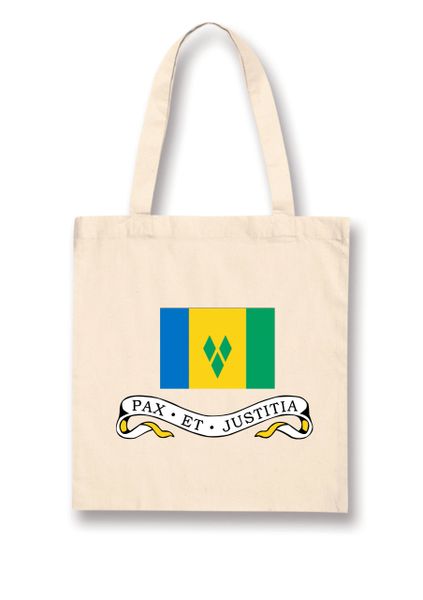 Cotton Tote Bag with St Vincent & The Grenadines (SVG) Flag and Motto Design