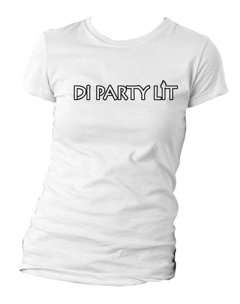 Crew Neck Fitted T with Di Party Lit Design