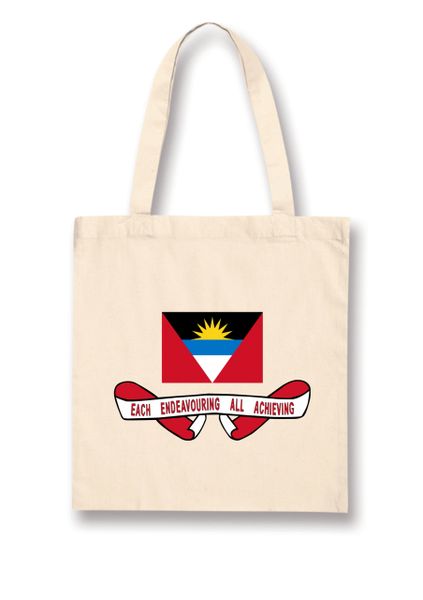 Cotton Tote Bag with Antigua and Barbuda Flag and Motto Design