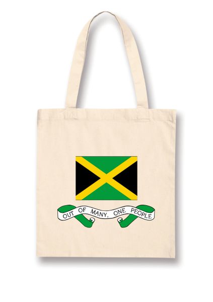 Cotton Tote Bag with Jamaica Flag and Motto Design