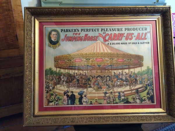 C.W Parker's The Jumping Horse"Carry-Us-All" Carousel Print  RARE- ORIGINAL-PRINT Mint