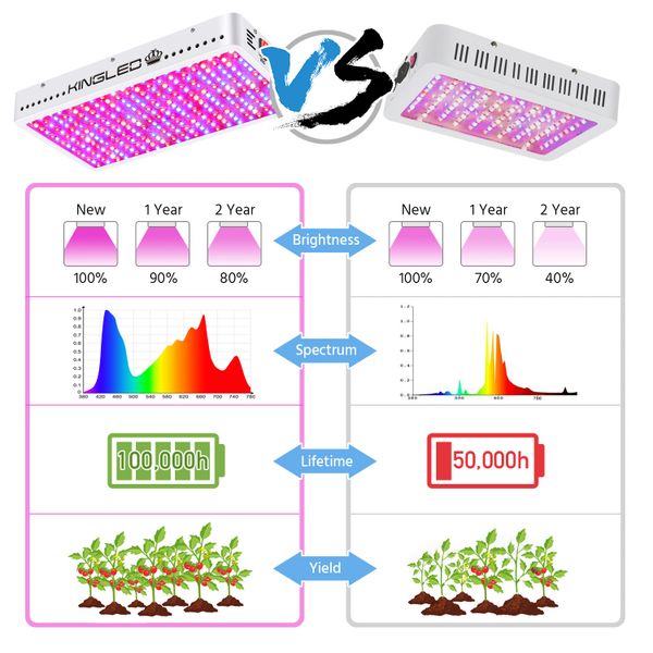 KINGPLUS 3000W Double Chips LED Grow Light Full Spectrum for Greenhouse and  Indoor Plant Flowering Growing (10w Leds)