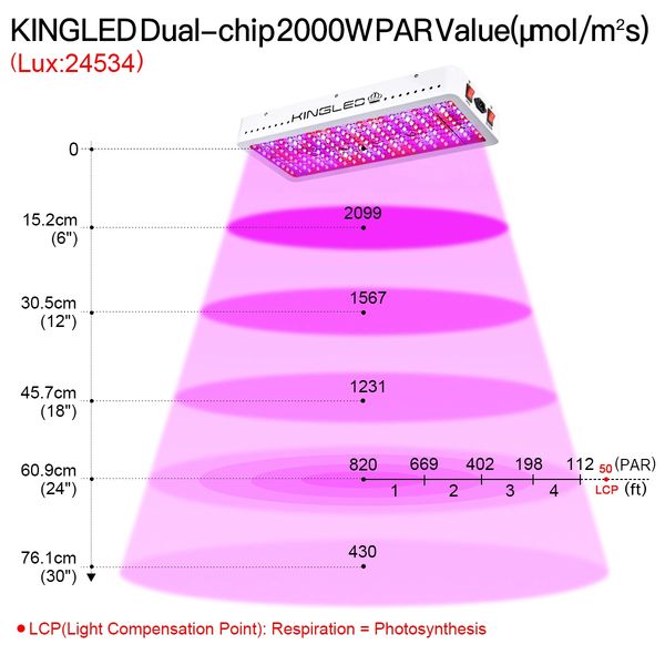 KING 2000 W DEL Grow Light Panneau Lampe spectre complet Hydroponique Plante Samsung puce 
