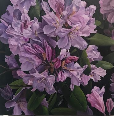 Pink Rhododendrons, 2019, Oil on Board, 8"x8"